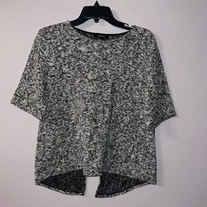 Forever 21 black and white tight knitted shirt womens small with open back